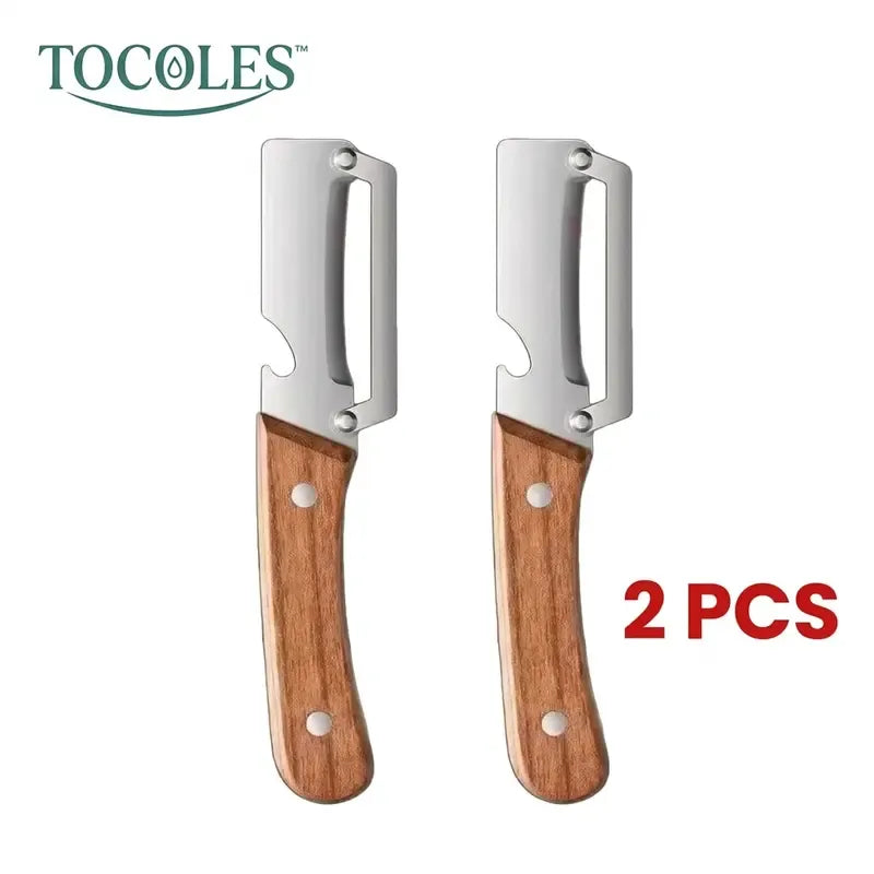 ✨Discounted Price ✨Multi-Functional Vegetable Peeler for Kitchen, Ultra-Sharp Stainless Steel Blade with Wooden Handle and Bottle Opener (2 Pcs)