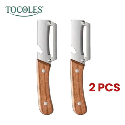 ✨Discounted Price ✨Multi-Functional Vegetable Peeler for Kitchen, Ultra-Sharp Stainless Steel Blade with Wooden Handle and Bottle Opener (2 Pcs)