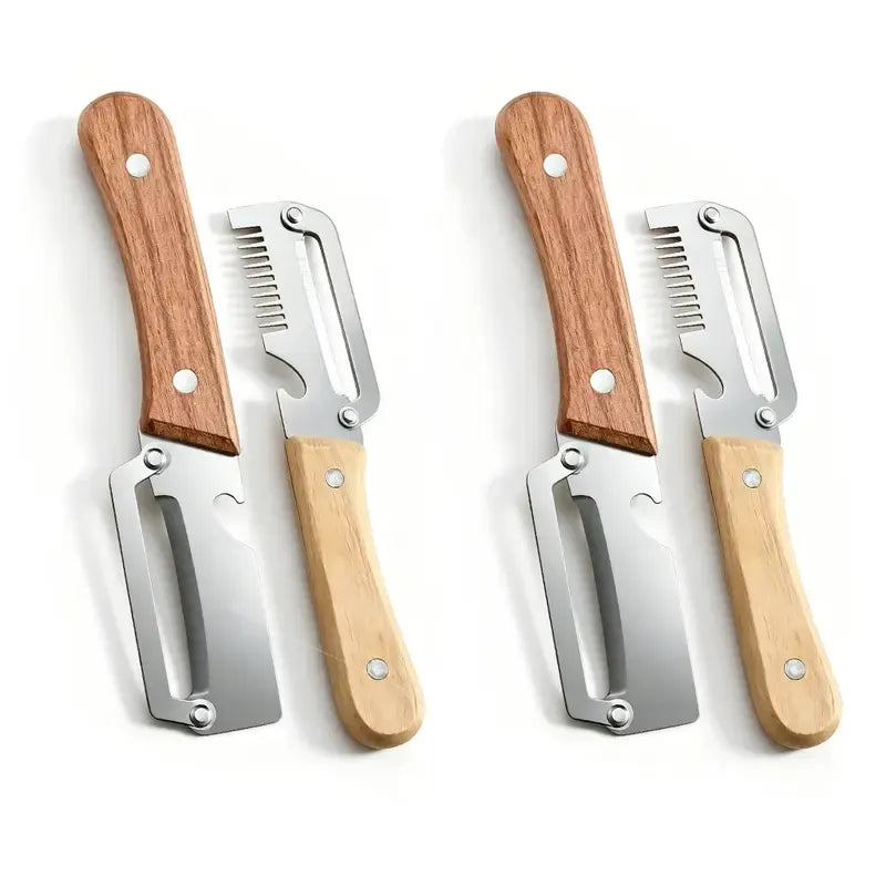 ✨Discounted Price ✨Multi-Functional Vegetable Peeler for Kitchen, Ultra-Sharp Stainless Steel Blade with Wooden Handle and Bottle Opener (2 Pcs)
