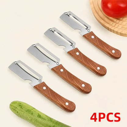 ✨Discounted Price ✨Multi-Functional Vegetable Peeler for Kitchen, Ultra-Sharp Stainless Steel Blade with Wooden Handle and Bottle Opener (2 Pcs)