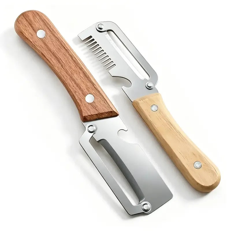 ✨Discounted Price ✨Multi-Functional Vegetable Peeler for Kitchen, Ultra-Sharp Stainless Steel Blade with Wooden Handle and Bottle Opener (2 Pcs)
