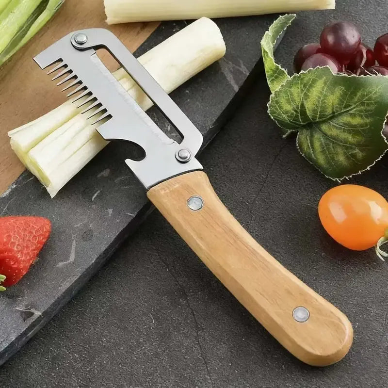 ✨Discounted Price ✨Multi-Functional Vegetable Peeler for Kitchen, Ultra-Sharp Stainless Steel Blade with Wooden Handle and Bottle Opener (2 Pcs)